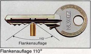 IKON Schlüssel mit Flankenauflage 110 Grad